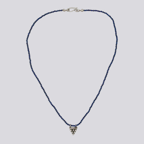 Lapis Necklace With Granulated Pendant - NECKLACE 23