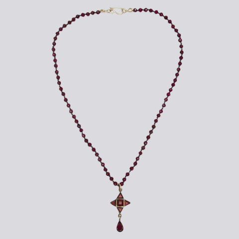 Garnet Necklace With Pendant - NECKLACE 24
