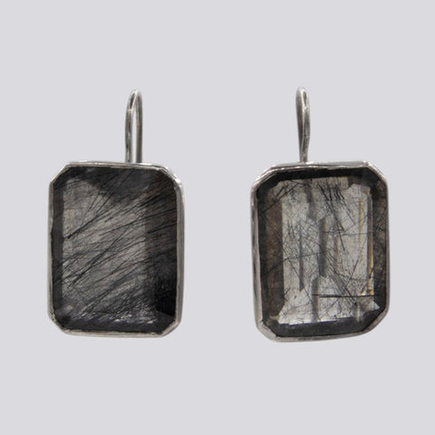 Tourmalated Quartz Earrings With Cut Outs - EARRINGS 48