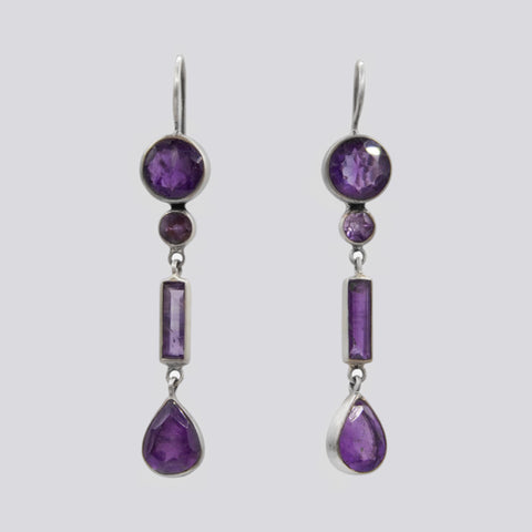 Multi Shape Amethyst Earrings - EARRINGS 55