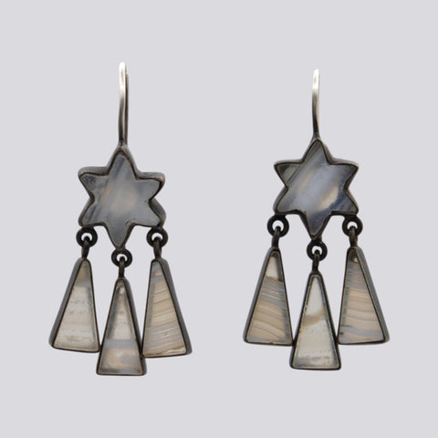 Agate Star Earrings With Dangles - EARRINGS 61