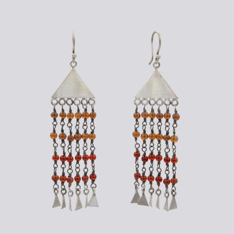 Hessonite Garnet and Carnelian Dangle Earrings - EARRINGS 66