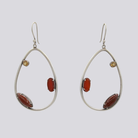 Jasper Carnelian and Citrine Dangle Earrings - EARRINGS 68