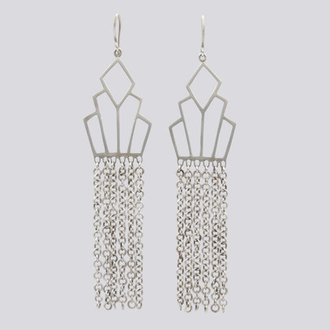 Abstract Shape with Chain Dangle Earrings - EARRINGS 69