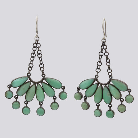 Chrysoprase "Peacock" Dangle Drop Earrings  - EARRINGS 63