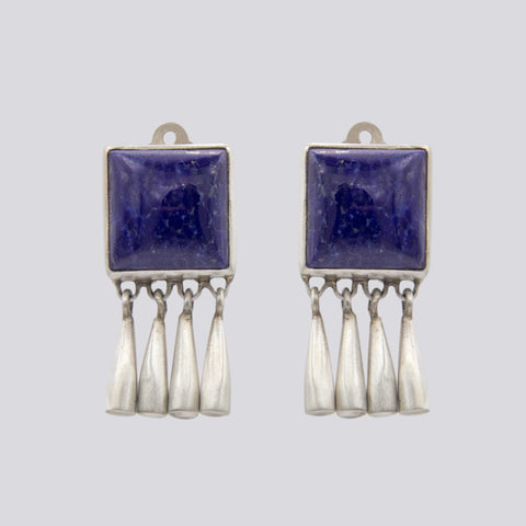 Lapis Clip On Earrings With Dangles - EARRINGS 70