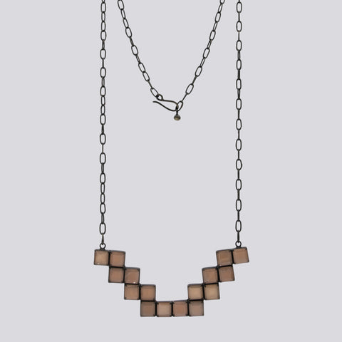 Chocolate Moonstone Tetris Necklace- Necklace 36