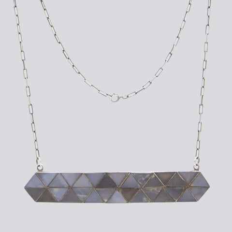 Grey Moonstone Mosaic Bar Necklace - NECKLACE 38