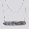 Grey Moonstone Mosaic Bar Necklace - NECKLACE 38