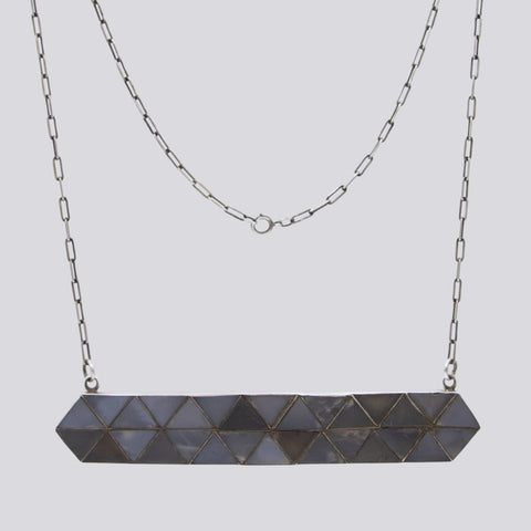 Grey Moonstone Mosaic Bar Necklace - NECKLACE 38