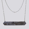 Grey Moonstone Mosaic Bar Necklace - NECKLACE 38