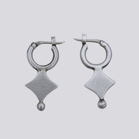 Sterling Silver Diamond Drop Hoops- EARRINGS 73