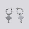 Sterling Silver Diamond Drop Hoops- EARRINGS 73