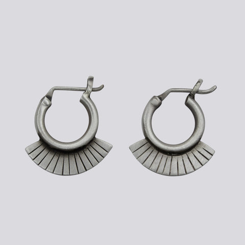 Sterling Silver Sunburst Fan Hoops- EARRINGS 75