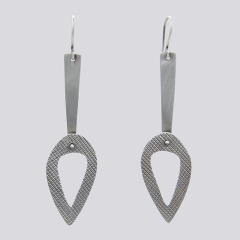 Sterling Silver Hand-Etched Teardrop Earrings - EARRINGS 80