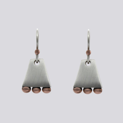 Chunky Sterling Silver Trapezoid Earrings With Copper Granulation - EARRINGS 82