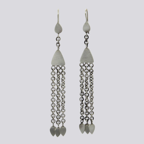 Sterling Silver Chain Fringe Earrings- EARRINGS 83