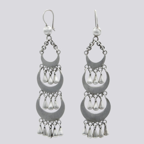 Sterling Silver Triple Crescent Cascade Earrings- EARRINGS 84