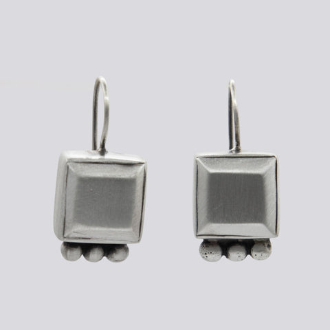 Sterling Silver Square Drop Earrings - EARRINGS 85