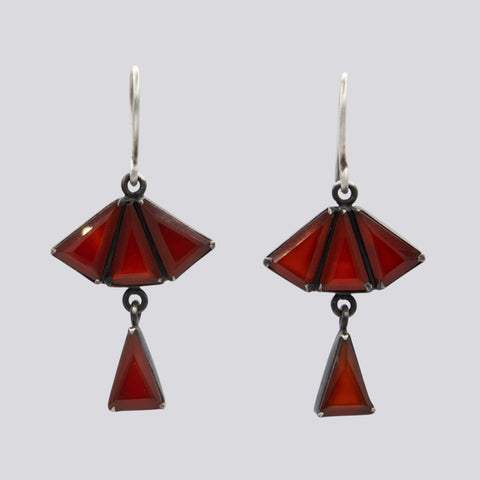 Faceted Deco Style Fan Drop Earrings - EARRINGS 90