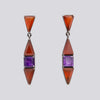 Art Deco Carnelian and Amethyst Drop Earrings - EARRINGS 91