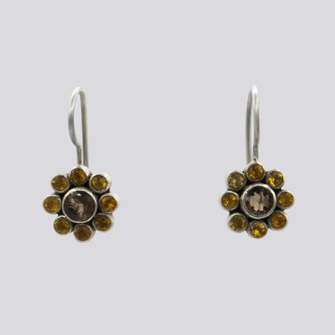 Sparkly Faceted Stone Flower Earrings- EARRINGS 93