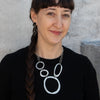 Abstract Hammered Cut-Out Circle Bib Necklace - Necklace 35