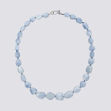 Knotted Peruvian Blue Opal Necklace - KNTPBO-1