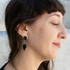 Sterling Silver and Black Onyx Teardrop Earrings - EARRINGS 89