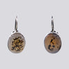 Sterling Silver Agate Stone Earrings with Cutout Bezel  - EARRINGS 99