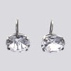 Sterling Silver Faceted Oval Stone Earrings - EARRINGS 49