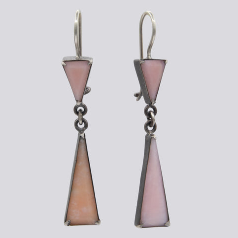 Sterling Silver Faceted Triangle Drop Earrings - EARRINGS 100