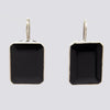 Sterling Silver Rectangular Faceted Stone Earrings With Side Cut Out Design - EARRINGS 48