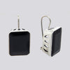 Sterling Silver Rectangular Faceted Stone Earrings With Side Cut Out Design - EARRINGS 48