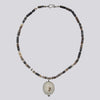 Banded Black Onyx and Agate Pendant Necklace- NECKLACE 48