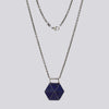 Lapis Mosaic Hexagon Pendant Necklace- NECKLACE 52