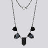 Banded Black Onyx Geometric Drop Necklace- NECKLACE 51