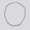 Amethyst Beaded Necklace with Dangling Charms - NECKLACE 53