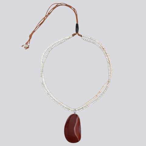 Banded Carnelian Organic Pendant Necklace- NECKLACE 55