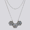 Triple White Agate Geometric Hexagon Necklace - NECKLACE 56
