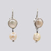 Medium Double Pearl Drop with Hand-Cut Bezel Earrings - EARRINGS 114