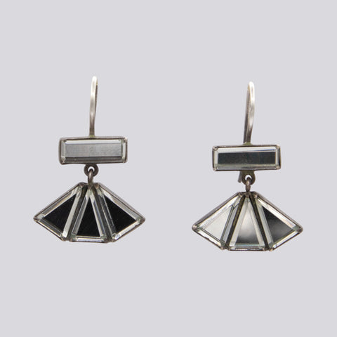 Mirrored Geometric Fan Drop Earrings- EARRINGS 117