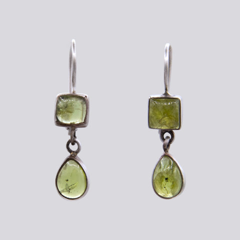 Peridot Square and Teardrop Earrings- EARRINGS 121