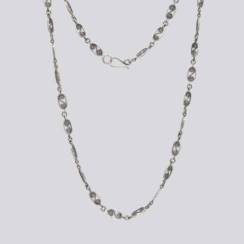 Decorative Filigree Link Chain Necklace- NECKLACE 61