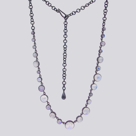 Graduated Rainbow Moonstone Necklace- NECKLACE 62
