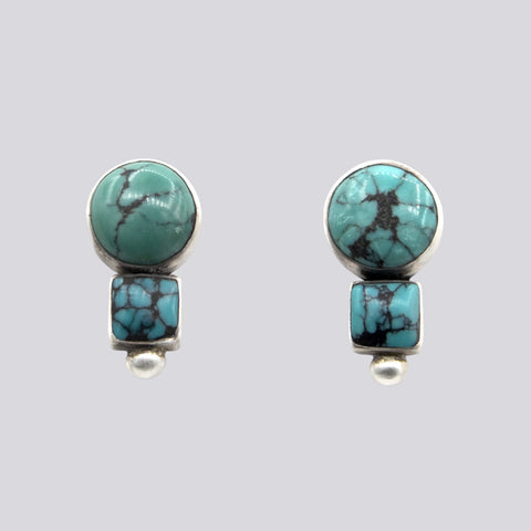 Stacked Turquoise Stud Earrings - EARRINGS 111
