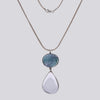 Apatite and Clear Quartz Double Stone Pendant Necklace- NECKLACE 67
