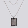 Large Tourmalated Quartz Rectangular Pendant Necklace- NECKLACE 71