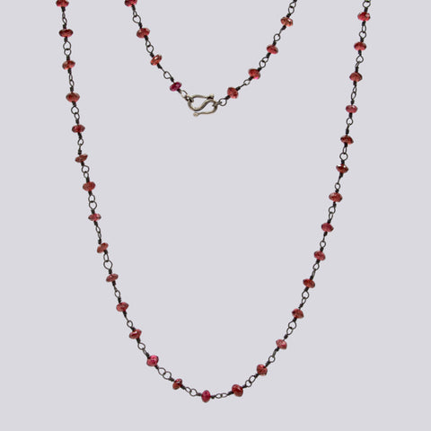 Rhodolite Garnet Beaded Rosary Necklace- NECKLACE 72