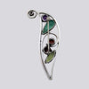 Multi-Gemstone Paisley-Inspired Swirl Brooch - BROOCH 4
